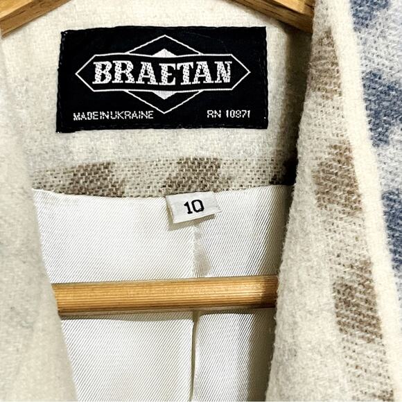 Braetan Wool Blazer Ivory Blue Aztec Size 10 - Picture 4 of 8
